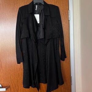Open Front Waterfall Drape Lightweight Black Jacket Women’s Size Medium